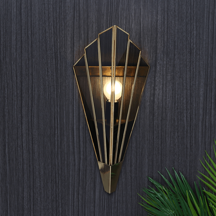 Triangular Abstract Luxe Wall Lamp with Black Glass - Ouch Cart 