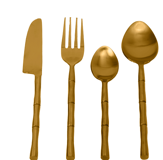 Bamboo Elegance Gold Cutlery Set - Ouch Cart 