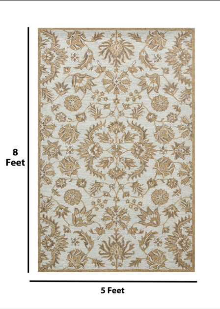 Saraswati Global Rug Premium Modern Best Quality Wool Rug, 5x8 Handmade Area Rug, Anti-Skid & Anti Slip Cotton Backing Carpet , Ideal for Bedroom, Living Room, and Dining Room, Kids Room, Office