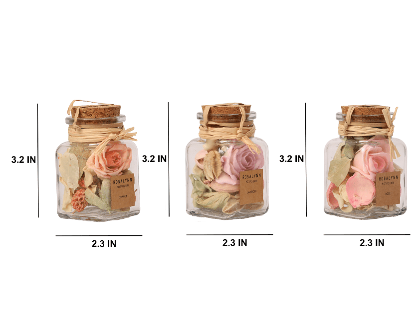 Lea Dried Floral Pastel Potpourri set of 3 (small)fusia rose, lilac lavender, peach belani - Ouch Cart 