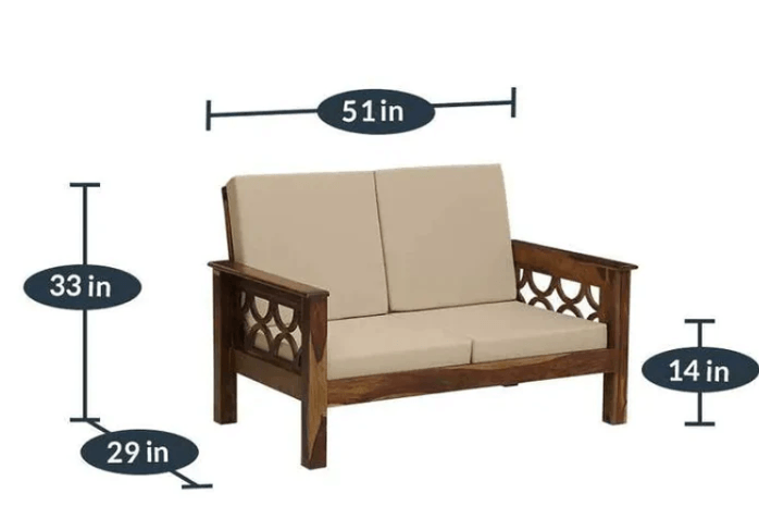 Sheesham Wood 2 Seater Sofa In Provincial Teak Finish