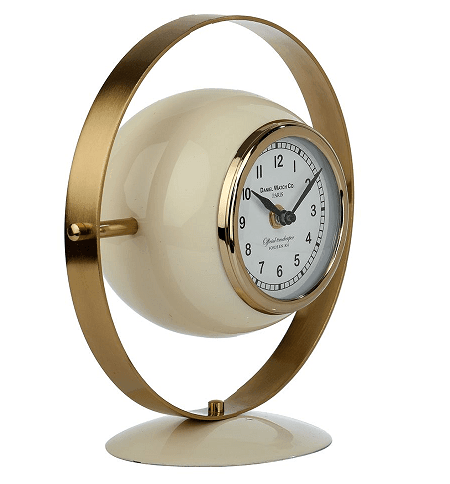 Halo Clock In Ivory Enamle & Gold