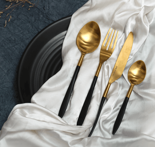 Midnight Opulence Black & Gold Cutlery Set - Ouch Cart 