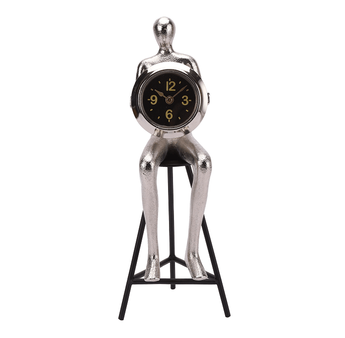 Sitting Man Clock Silver