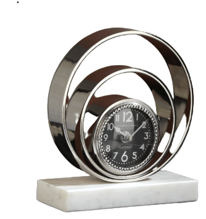 Rings Of Saturn Desk Clock in Marble & Silver Finish - Ouch Cart 