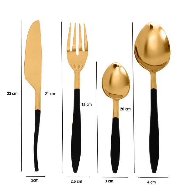 Midnight Opulence Black & Gold Cutlery Set - Ouch Cart 