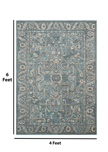 Saraswati Global Rug, Wool Area Rug, 4x6 Feet,  Luxurius Rug, Ideal for Bedroom, Living Room, and Dining Room, Kids Room, Office Rug, Anti-Skid & Anti Slip Backing Carpet.