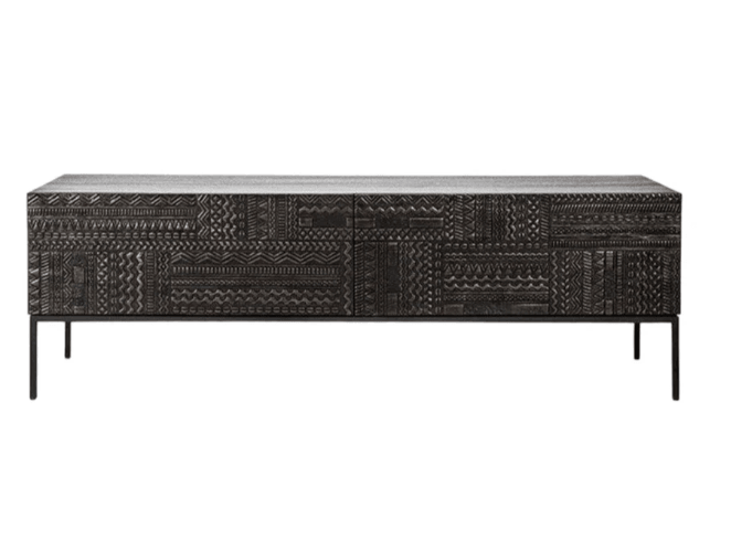 TV UNIT MANGO WOOD & METAL LEGS - Ouch Cart 