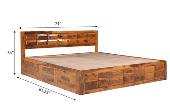 Arcadia Sheesham Wood King Size Bed with Storage - Ouch Cart 