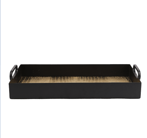 Hartley Gold Black Croc Tray with Handles - Ouch Cart 