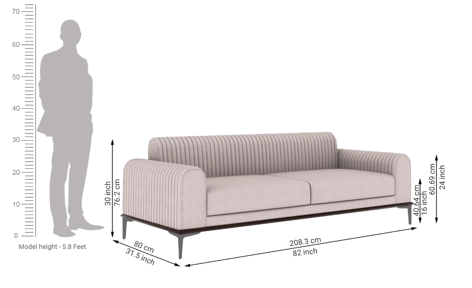 Anastacia 3 Seater Living Room Sofa Set with 2 Arm Chairs and 6 Cushions