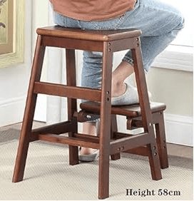 Folding Step Ladder Wooden Step Stool for Household & Office & Kitchen Lightweight Stepladders Portable Step Stool - Ouch Cart 