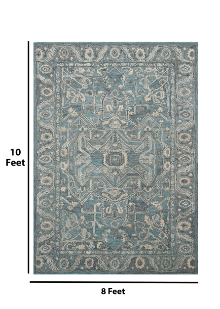 Saraswati Global Hamdmade Wool Rug, Modern Rug, 8x10 Feet Area Rug,  Ideal for Bedroom, Living Room, and Dining Room, Kids Room, Office Rug, Anti-Skid & Anti Slip Backing Carpet.