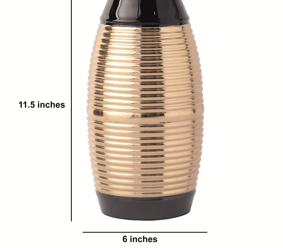 Regal Black and Gold Banded Enamel Vase - Ouch Cart 