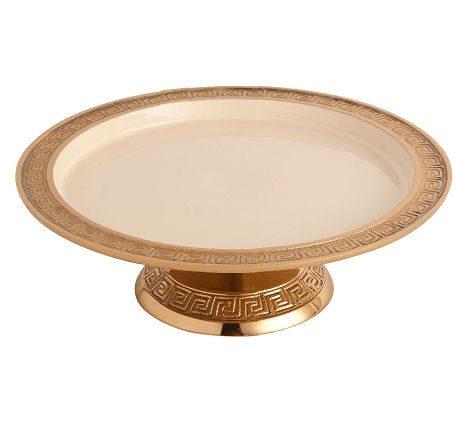 Versace Design Cake Stand in Ivory Enamle & Silver Finish - Ouch Cart 