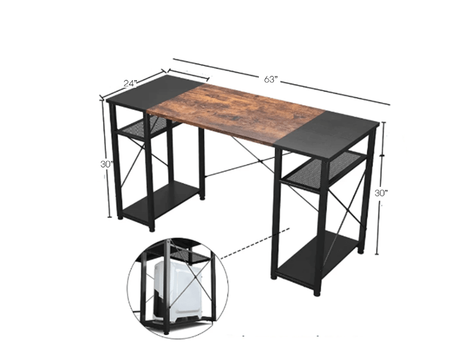 Orion Computer Table 63" with CPU Compartment - Ouch Cart 