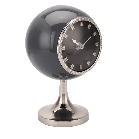 Circular Globe Clock with Dimgray and silver finish - Ouch Cart 