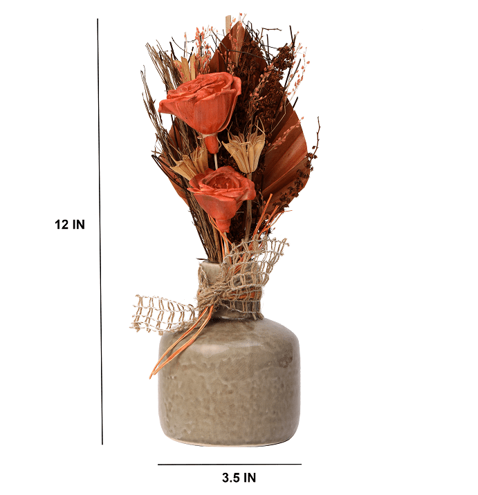 Lea Dried Sunset Orange Small Vase - Ouch Cart 