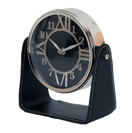 Genuine Black Leather Table clock - Ouch Cart 