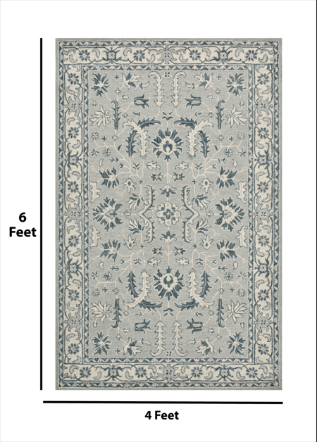 Saraswati Global Rug, Wool Area Rug, 4x6 Feet,  Luxurius Rug, Ideal for Bedroom, Living Room, and Dining Room, Kids Room, Office Rug, Anti-Skid & Anti Slip Backing Carpet.