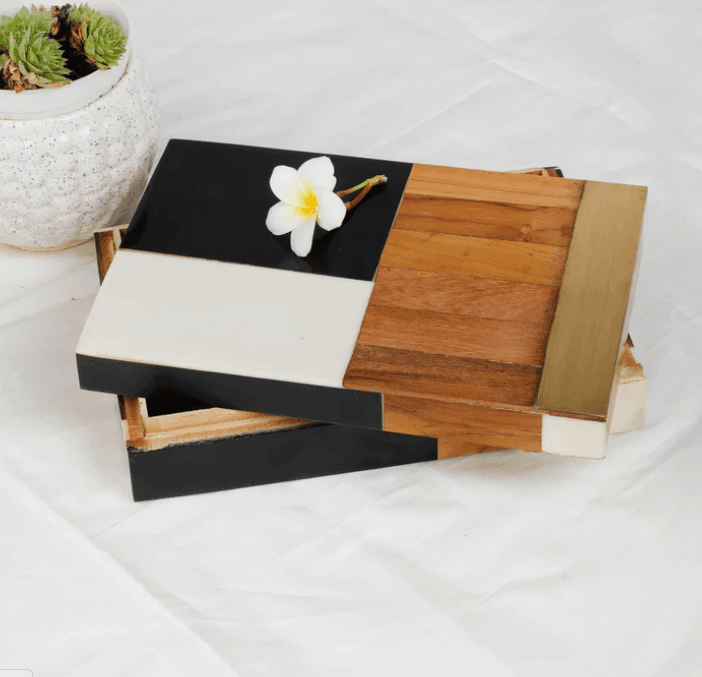 Stylish Photo Frames With Jewelry Box Combo In Brass , Marble and Wood By Fita