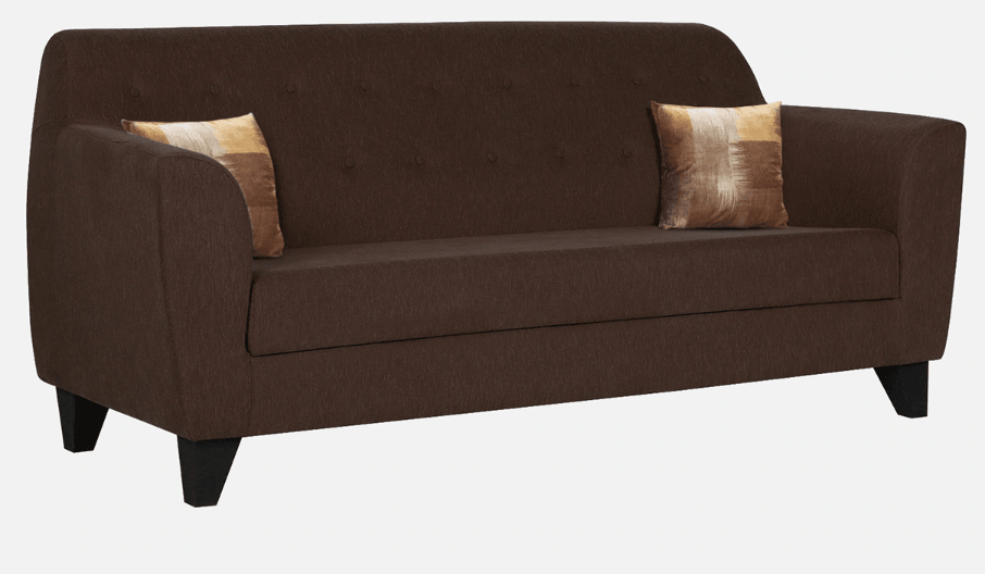 Fabric 3 Seater Sofa In Mahogany Colour - Ouch Cart 