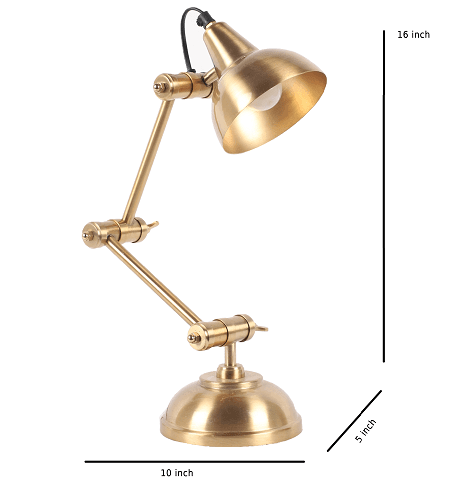 Shiny Gold Adjustable Iron Study Lamp - Ouch Cart 