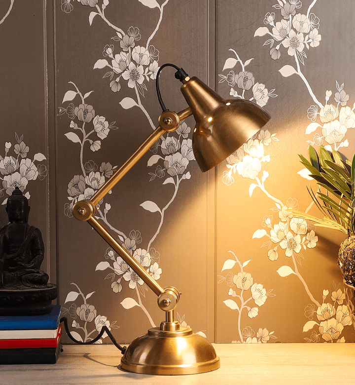 Shiny Gold Adjustable Iron Study Lamp - Ouch Cart 