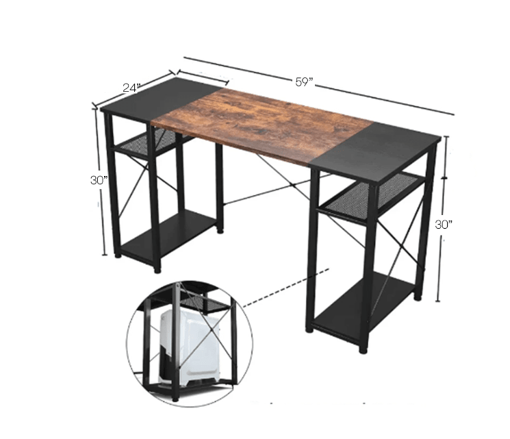 Orion Computer Table 59" with CPU Compartment - Ouch Cart 