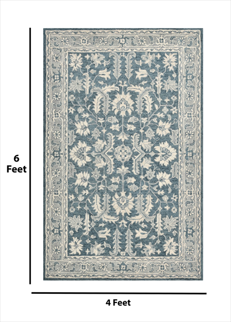 Saraswati Global Rug , Handmade Area Rug, 4x6 Feet,  Wool & Viscose Rug, Luxurious  Anti-Skid & Anti Slip Backing Carpet , Ideal for Bedroom, Living Room, and Dining Room, Kids Room, Office Rug.