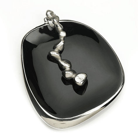 Stones Serving ware Jet Black enamle - Napkin Holder Silver - Ouch Cart 