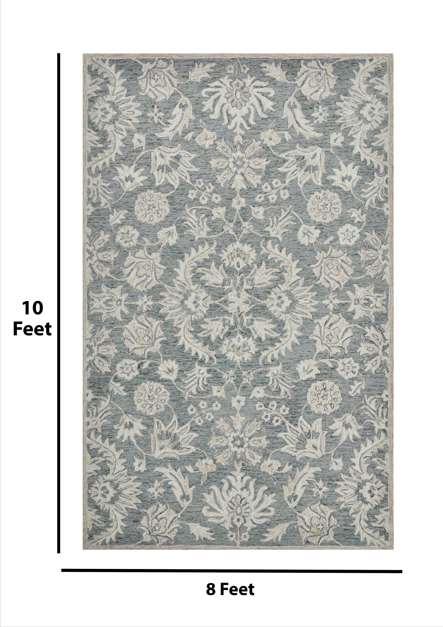 Saraswati Global Rug Luxury Handcrafted Floral  Area Rug, 8x10, Premium  Wool, Anti-Skid & Anti Slip Cotton Backing Carpet , Ideal for Bedroom, Living Room, and Dining Room, Kids Room, Office.