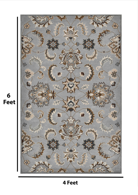 Luxury Handcrafted Floral Area Rug - 4x6, Premium  Wool, Anti-Skid & Anti Slip Cotton Backing Carpet , Ideal for Bedroom, Living Room, and Dining Room, Kids Room, Office  | Saraswati Global Rug