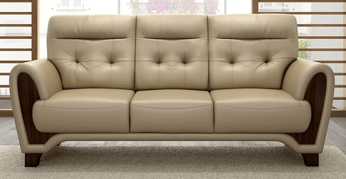 Leather 3 Seater Sofa in Brown Colour - Ouch Cart 