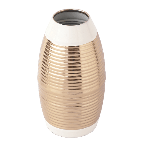 Regal Ivory and Gold Banded Enamel Vase - Ouch Cart 