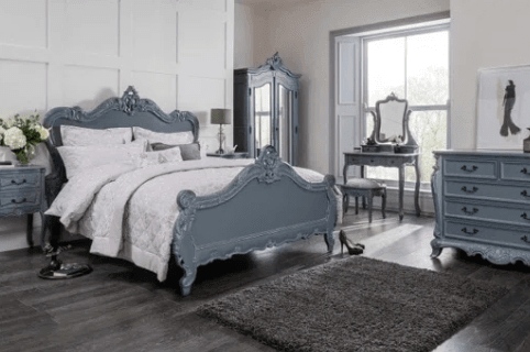 Chloe Antique French Style Grey Bed - Ouch Cart 