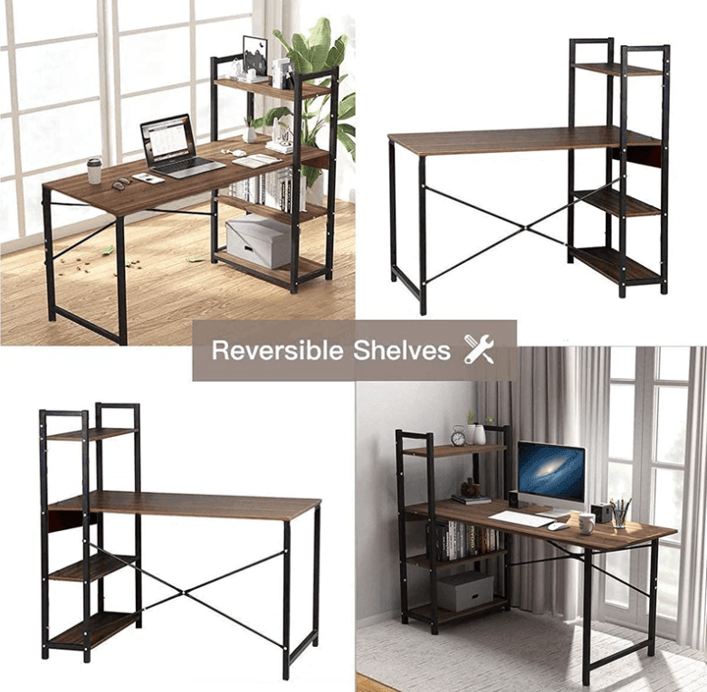 Ivan Computer Desk with four Storage Shelves - Ouch Cart 