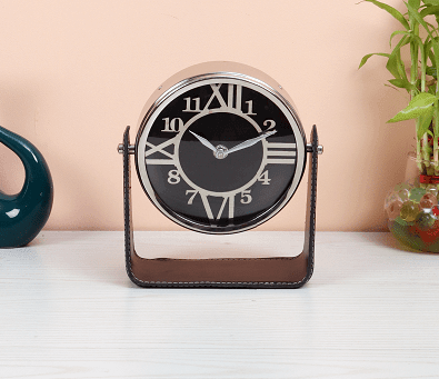 Genuine Black Leather Table clock - Ouch Cart 