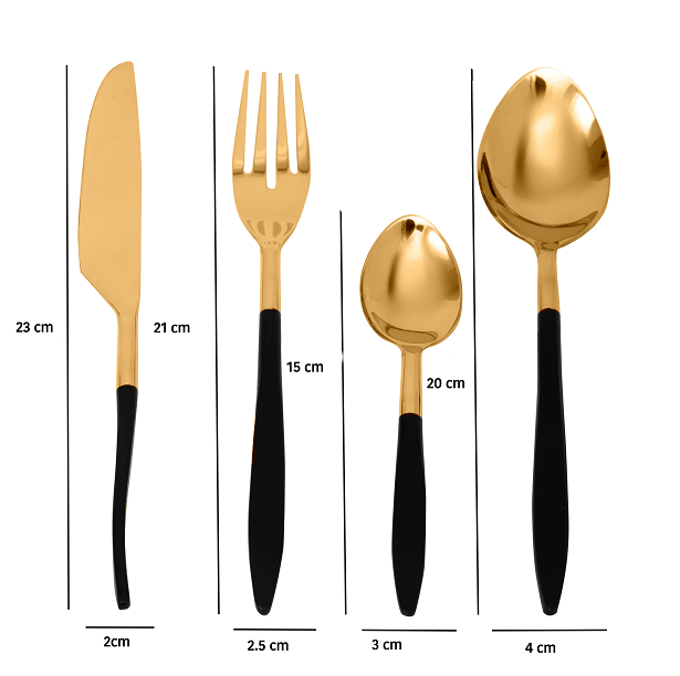 Midnight Opulence Black & Gold Cutlery Set - Ouch Cart 