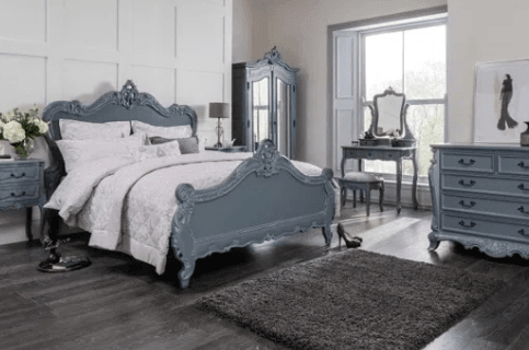 Chloe Antique French Style Grey Bed - Ouch Cart 