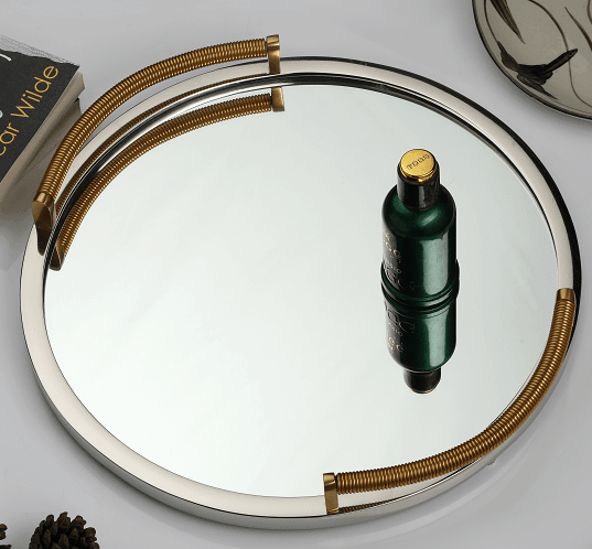 Allie Mirror Tray Gold Silver Large Size - Ouch Cart 