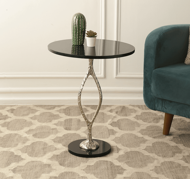 Round Black Marble Table - Ouch Cart 