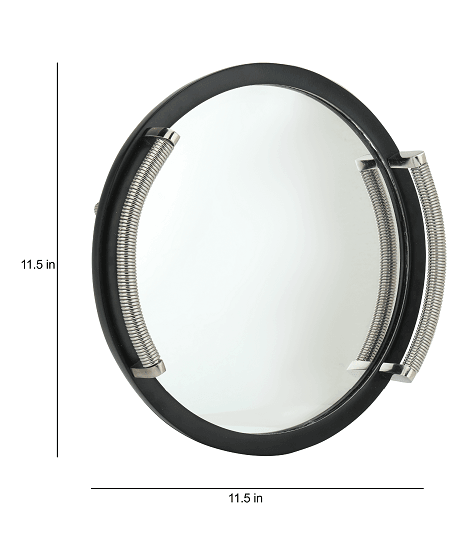 Allie Mirror Tray Black Silver Medium Size - Ouch Cart 