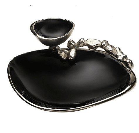 Stones Serving ware Jet Black enamle - Chip & Dip Platter