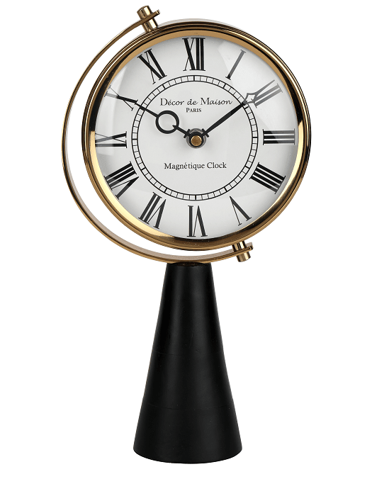 Black Wood's Pedestal Clock in Reflective Gold - Ouch Cart 