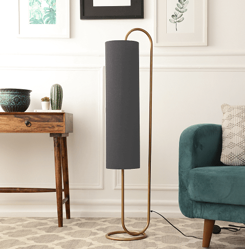 Graceful Grey & GoldCurve Floor Lamp