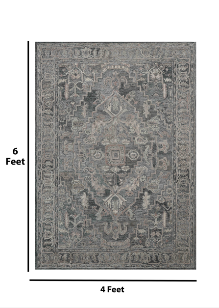 Saraswati Global Rug , Handmade Area Rug, 4x6 Feet,  Wool & Viscose Rug, Luxurious  Anti-Skid & Anti Slip Backing Carpet , Ideal for Bedroom, Living Room, and Dining Room, Kids Room, Office Rug.