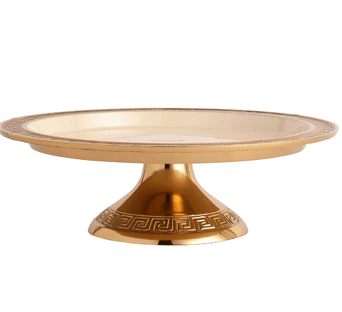 Versace Design Cake Stand in Ivory Enamle & Silver Finish - Ouch Cart 