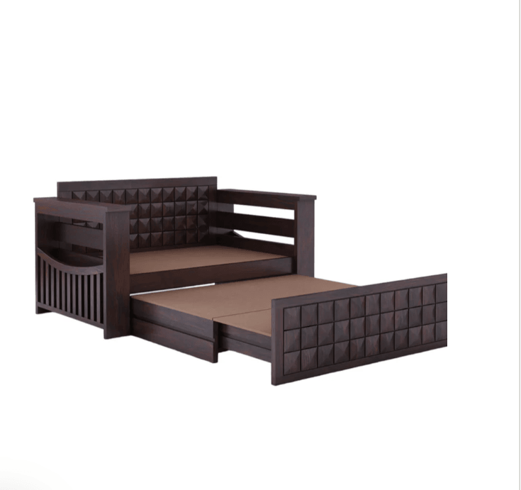 2 SEATER WALNUT SOFA CUM BED SHEESHAM WOOD - Ouch Cart 