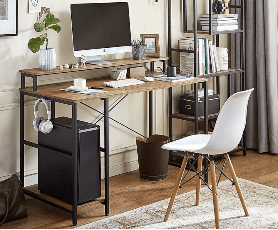 Genesis Home Computer Desk with Simple Shelves - Ouch Cart 